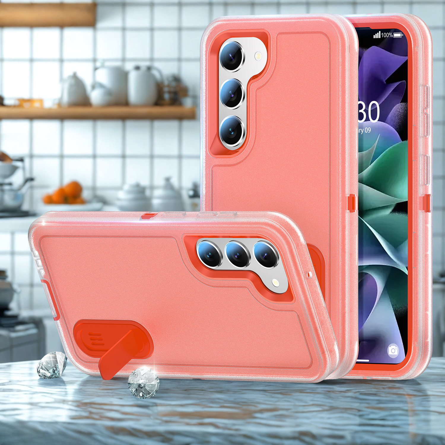 Heavy Duty mobilskal i matt design med stativ för Samsung Galaxy