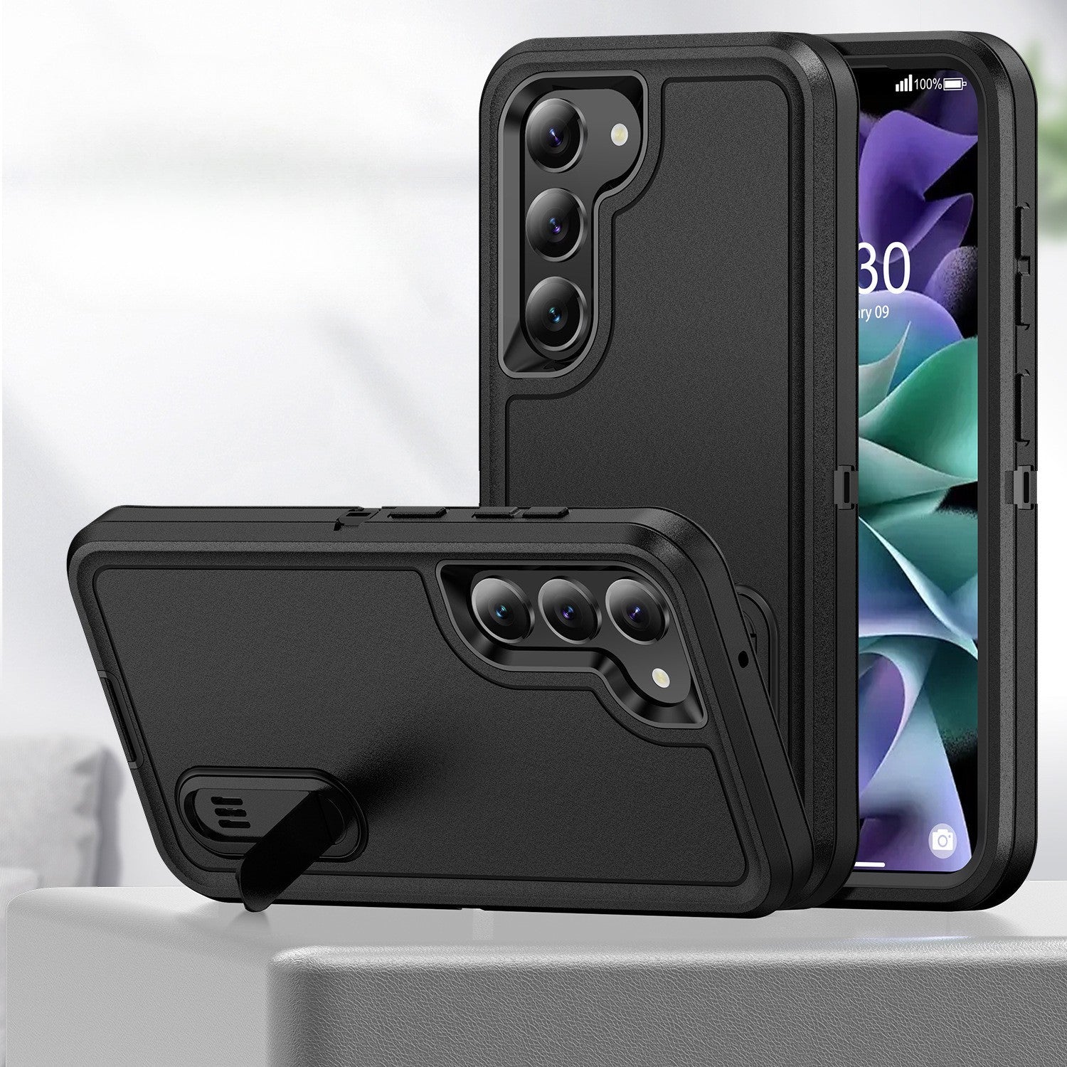 Heavy Duty mobilskal i matt design med stativ för Samsung Galaxy